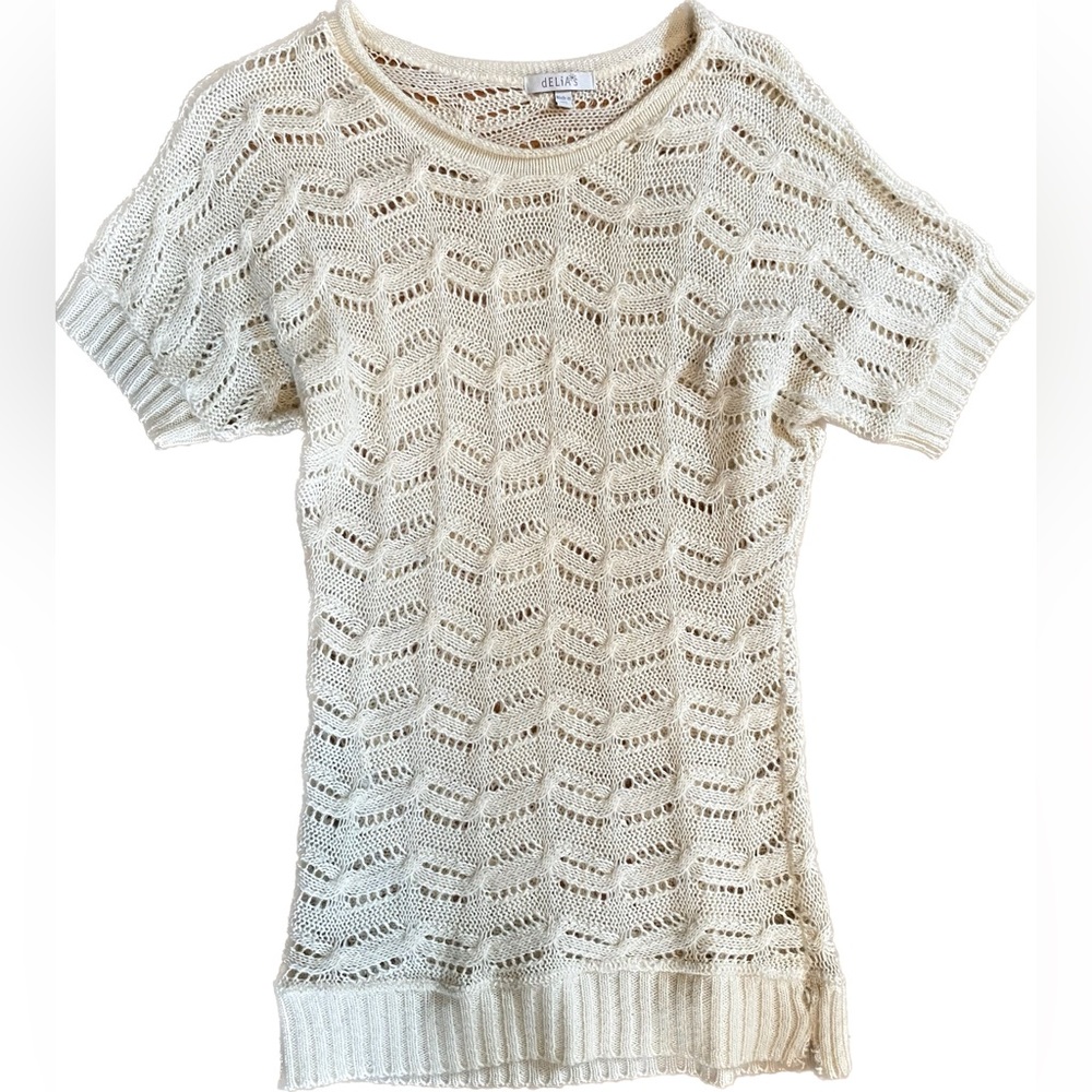 Cream Short Sleeved Sweater Dress